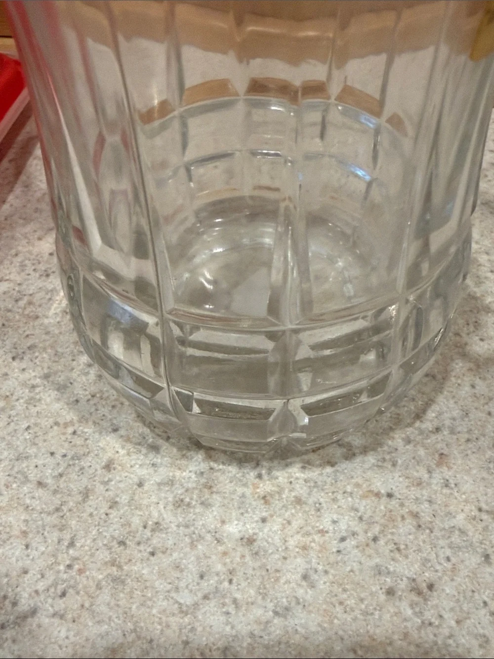 Clear Glass Miniature Ice Bucket with Gold Handle and gold tongs